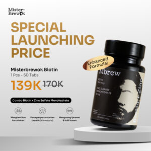 Misterbrewok Biotin 50 Tabs - Suplemen Vitamin B7 + Zinc Bersertifikasi BPOM